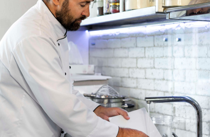Home rentant estris cuinaseguretat a la cuina Ecotècnic Andorra
